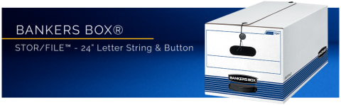 Bankers Box STOR/FILE Storage Box Letter Button Tie White/Blue 12/Carton 00704 