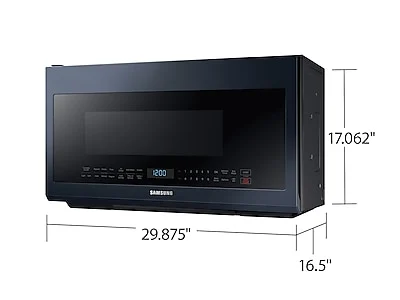 Samsung ME21A706BQN Bespoke Over the Range Microwave 2.1 cu. ft. with Sensor Cooking in Fingerprint Resistant Navy Steel Automatic Appliance Parts Inc