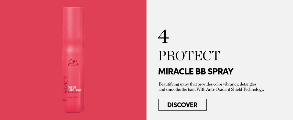 Protect hair with Miracle BB Spray that provides color vibrancy, detangles, and smooths hair