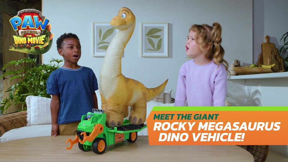 thumbnail video image 2 of PAW Patrol: The Dino Movie Megasaurus Dino Vehicle, Ages 3+, 2 of 13