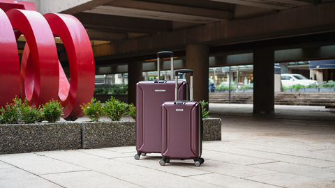 Luggage set in the city.