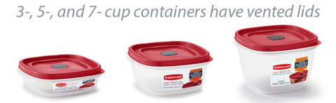 Rubbermaid Easy Find Lid 3 Cup & 5 Cup Plastic Food Storage Containers, Set  of 3 
