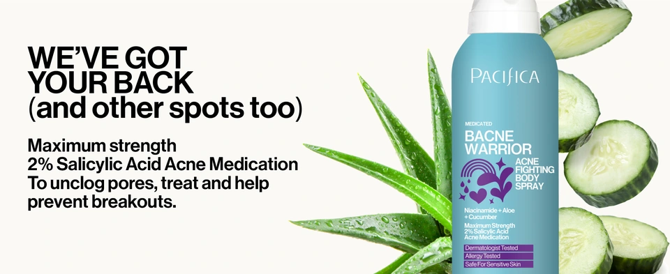 pacifica back acne spray body treatment teens panoxyl bacne backne chest salicylic acid banishing stuff teen girls clarifying wash shield warrior