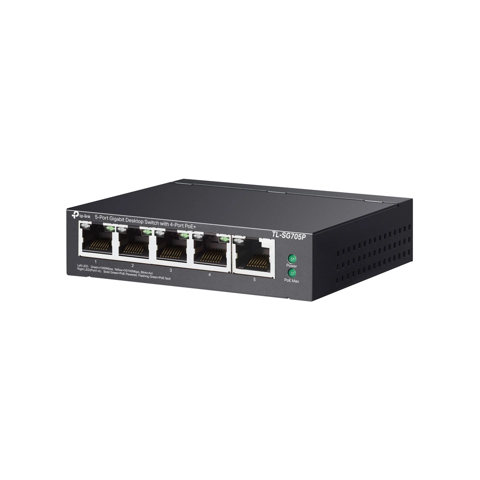 TP-Link 5-Port Gigabit PoE+ Desktop Switch| 4 PoE+ Ports @65W