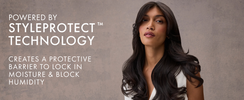 Woman with wavy, healthy-looking hair next to text about benefits.