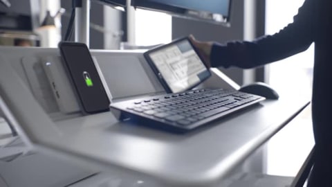 thumbnail video image 2 of Fellowes Manufacturing 8082001 Lotus VE Sit-Stand Workstation - Dual, 2 of 3