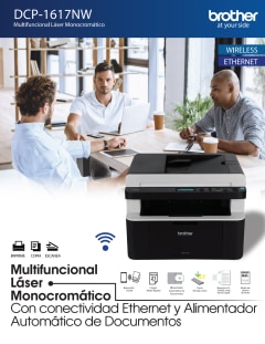 Impresora Brother Laser Multifuncion Dcp-1617nw 21ppm 600 Dpi Red Wifi