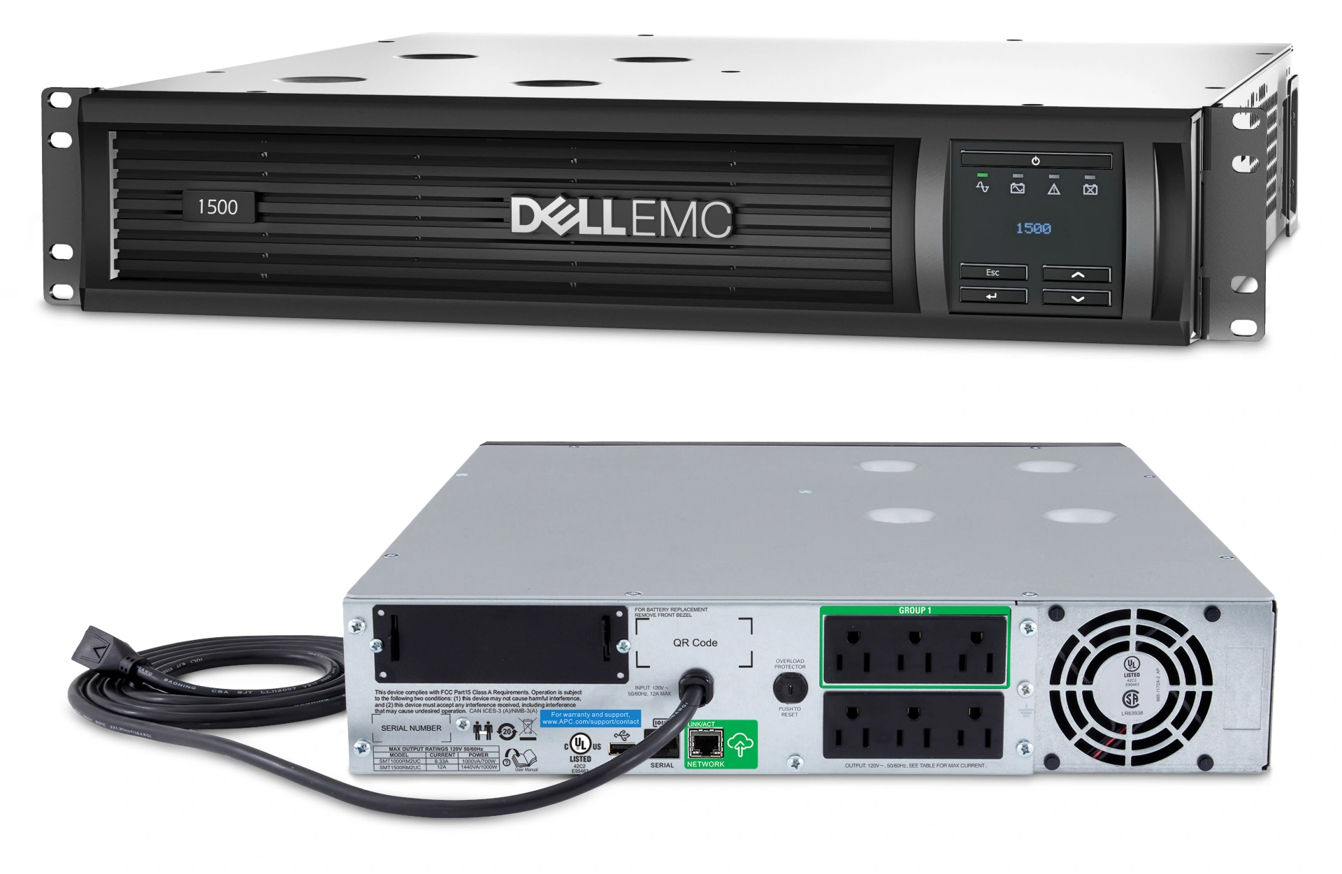 Dell DLT1500RM2UC - 1500va/1000w UPS - 2U - 120v NEMA 5-15 Input - 6 x NEMA  5-15 Outlets | Dell USA