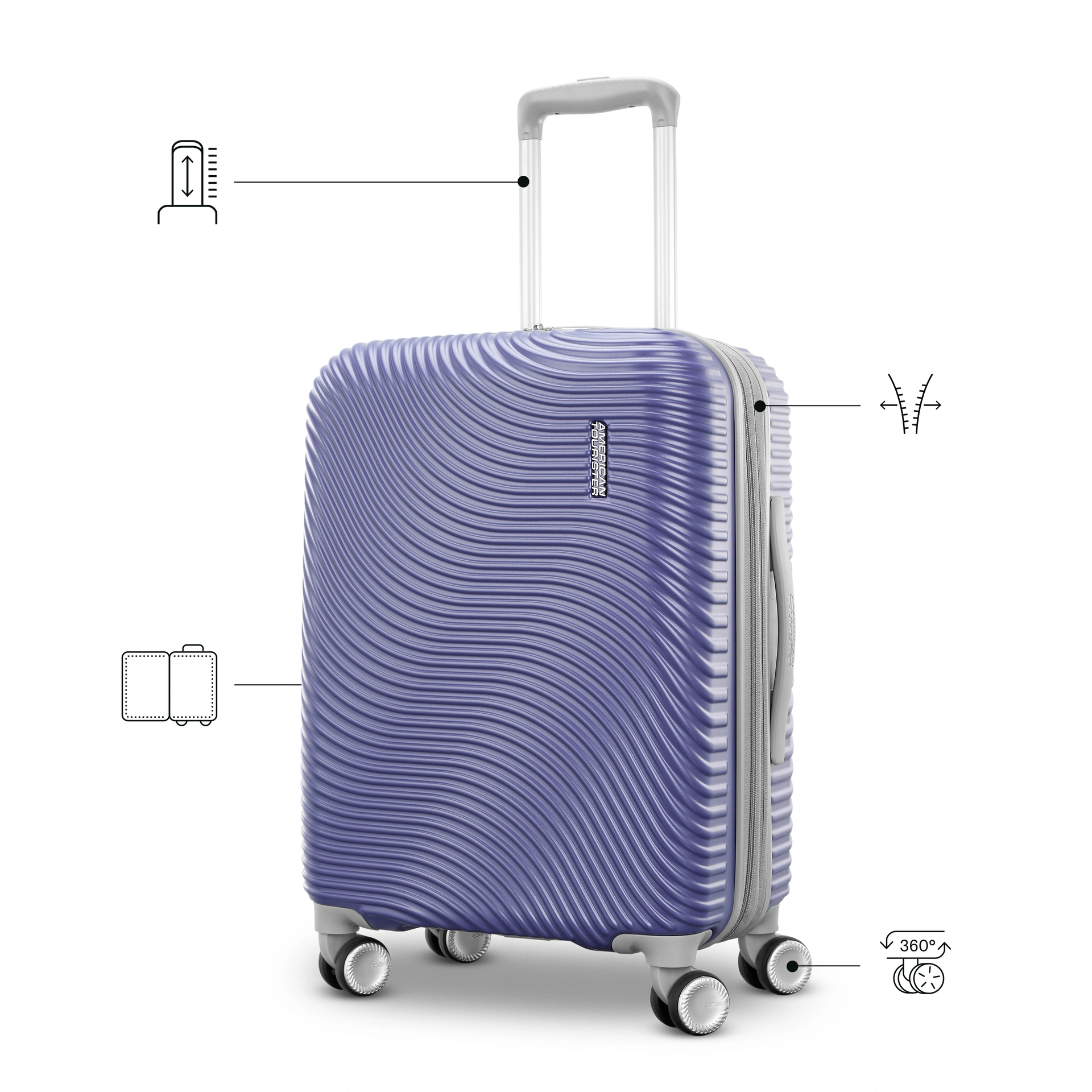 WorldDive フルスーツ グレー/パープル American Tourister Color Waves Medium Checked Expandable Luggage