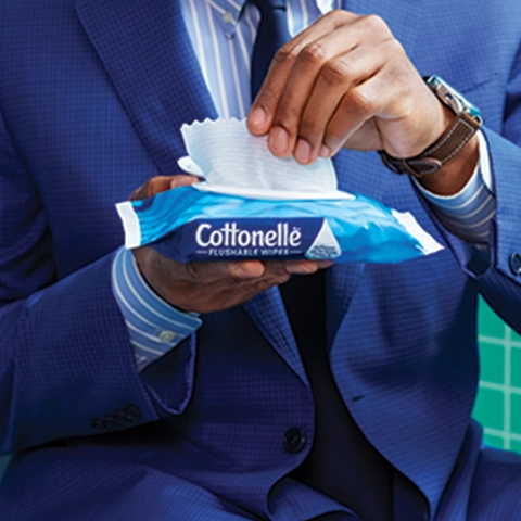 Pair Cottonelle toilet paper with Cottonelle flushable wipes