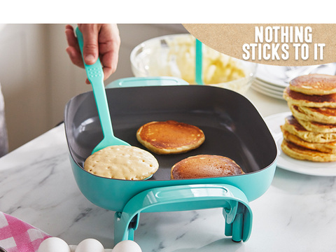 Nonstick Square Electric Skillet with Glass Lid, 12 Inches, Teal -  AliExpress