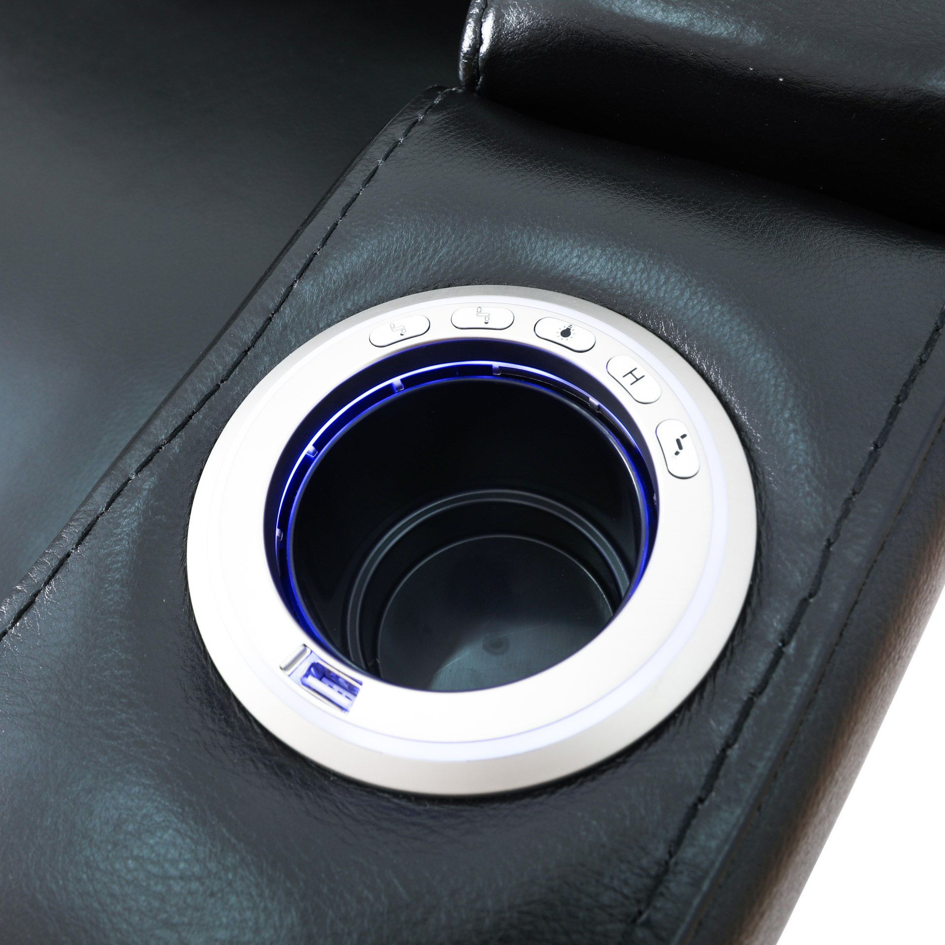 Leather Power Reclining Sofa with Drop Down Table,2 power recliners wi