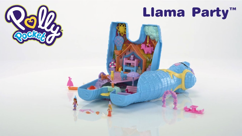 Polly Pocket Large Llama Party Compact, Animal Toy with 2 Micro Dolls and  25+ Surprise Accessories