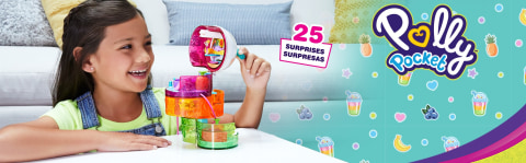  Polly Pocket 2-in-1 Travel Toy Playset, Spin 'N Surprise  Smoothie with Micro Polly & Lila Dolls, Plus 25 Accessories : Toys & Games