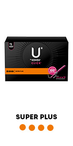U by Kotex Click Super Compact Tampon, Unscented, 32/Pack (51584