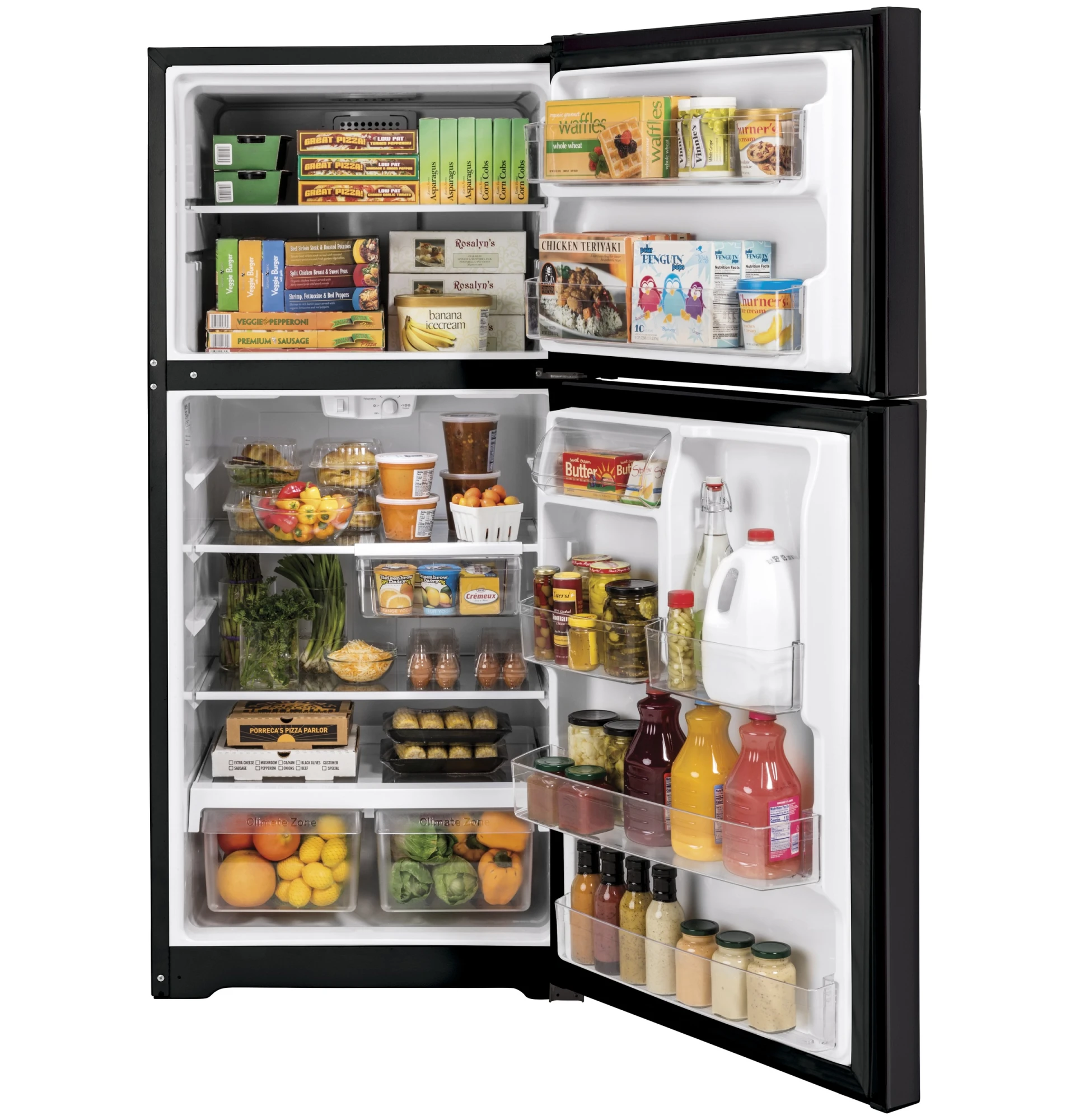 GE Appliances 21.9 Cu. Ft. Top Freezer Refrigerator with High Gloss Handle in Slate NFM