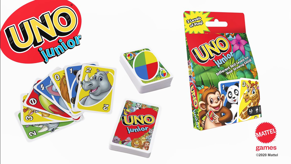 UNO Junior 2.0 - Card Game Learning Set Age 3+ 3 Levels of Play Animal Match