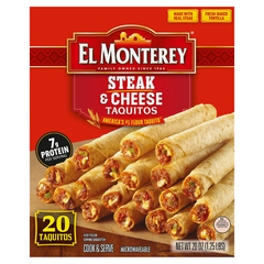 El Monterey Steak Cheese Flour Frozen Taquitos 20 Count 20 Oz