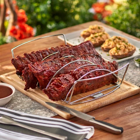 Stainless Steel Weber Rib Rack Home Depot Cooking Pork Ribs On