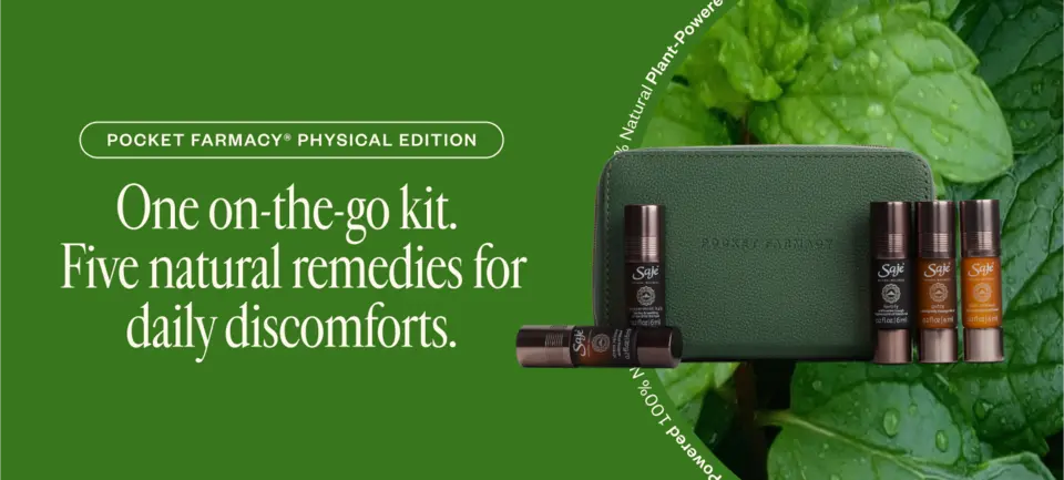 Pocket Farmacy&#174; Physical Edition One on-the-go kit. Five natural remedies for daily discomforts.