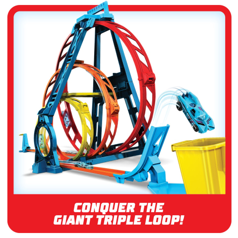 Hot Wheels Track Builder Unlimited Triple Loop Kit Collapsible 3-Loop Gift  Set