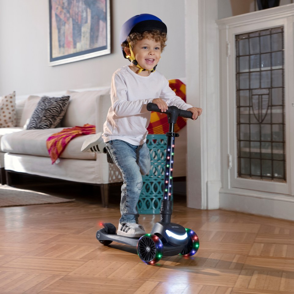 The Jetson Jupiter Mini Kids 3 Wheel Scooter Black, for Ages 3+, LED