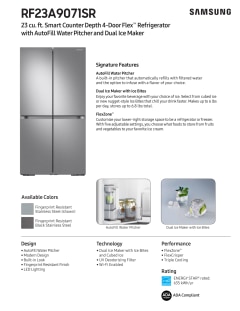 RF23A9071SR by Samsung - 23 cu. ft. Smart Counter Depth 4-Door Flex™  refrigerator with AutoFill Water Pitcher and Dual Ice Maker in Stainless  Steel