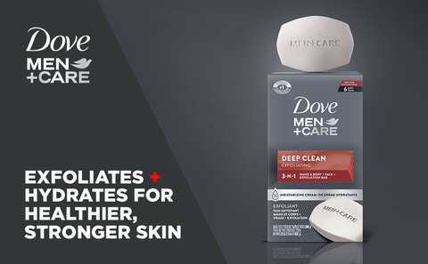 Dove Men+Care Deep Clean Body Soap and Face Bar, 3.75 oz 6 Bars