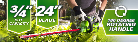 Greenworks 40V Li-Ion Rotating Hedge Trimmer — 24in. Blade, Model