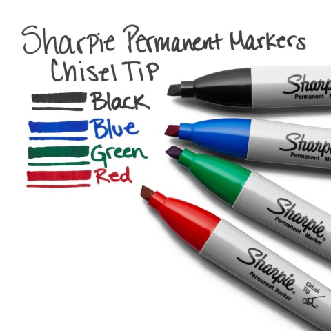 SHARPIE King Size Permanent Markers Large Chisel Tip, Great For Poster  Boards, Black, 12 Count & Sharpie Permanent Markers, Fine Point, Black, 12
