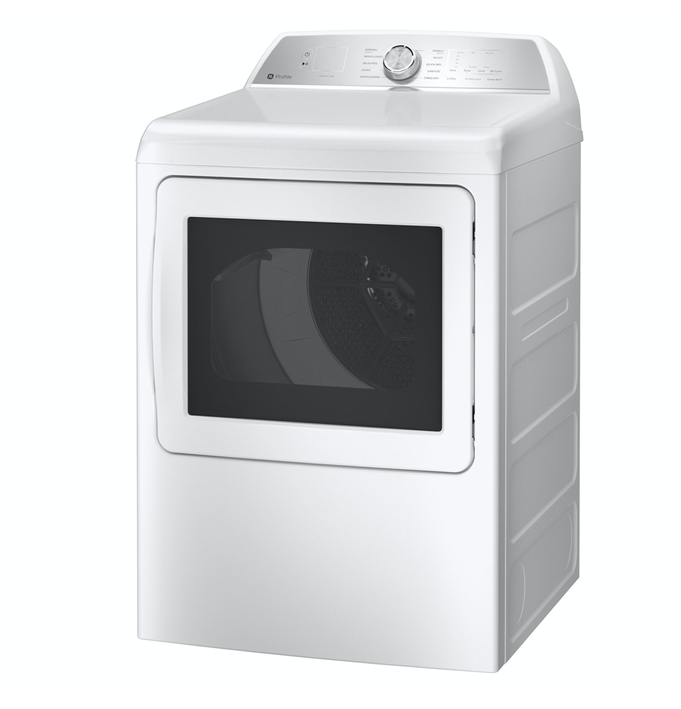 GE Profile™ 7.4 Cu. Ft. White Front Load Natural Gas Dryer 