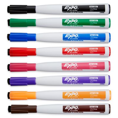 Expo - Pack of 8 Low Odor Chisel Tip Dry Erase Markers, Black, Blue, Brown,  Green, Orange, Pink, Purple & Red - 57433294 - MSC Industrial Supply