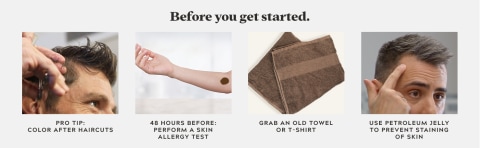 Before start: perform allergy test, grab old towel/t-shirt, petroleum jelly helps prevent staining 