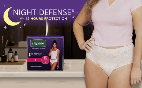 Night Defense Adult Incontinence Underwear for Women, Disposable,  Overnight, Large, Blush, 14 Count (Packaging May Vary)
