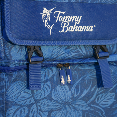 Two plastic fasteners on front of backpack.