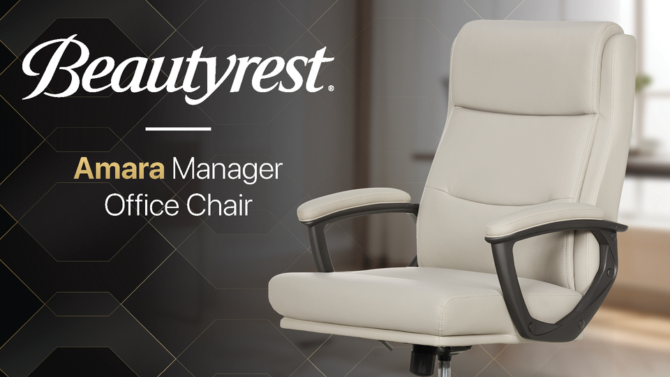 thumbnail video image 3 of Beautyrest Amara Ergonomic Manager Office Chair with Padded Armrest for Teens and Adults, Ivory, 3 of 13