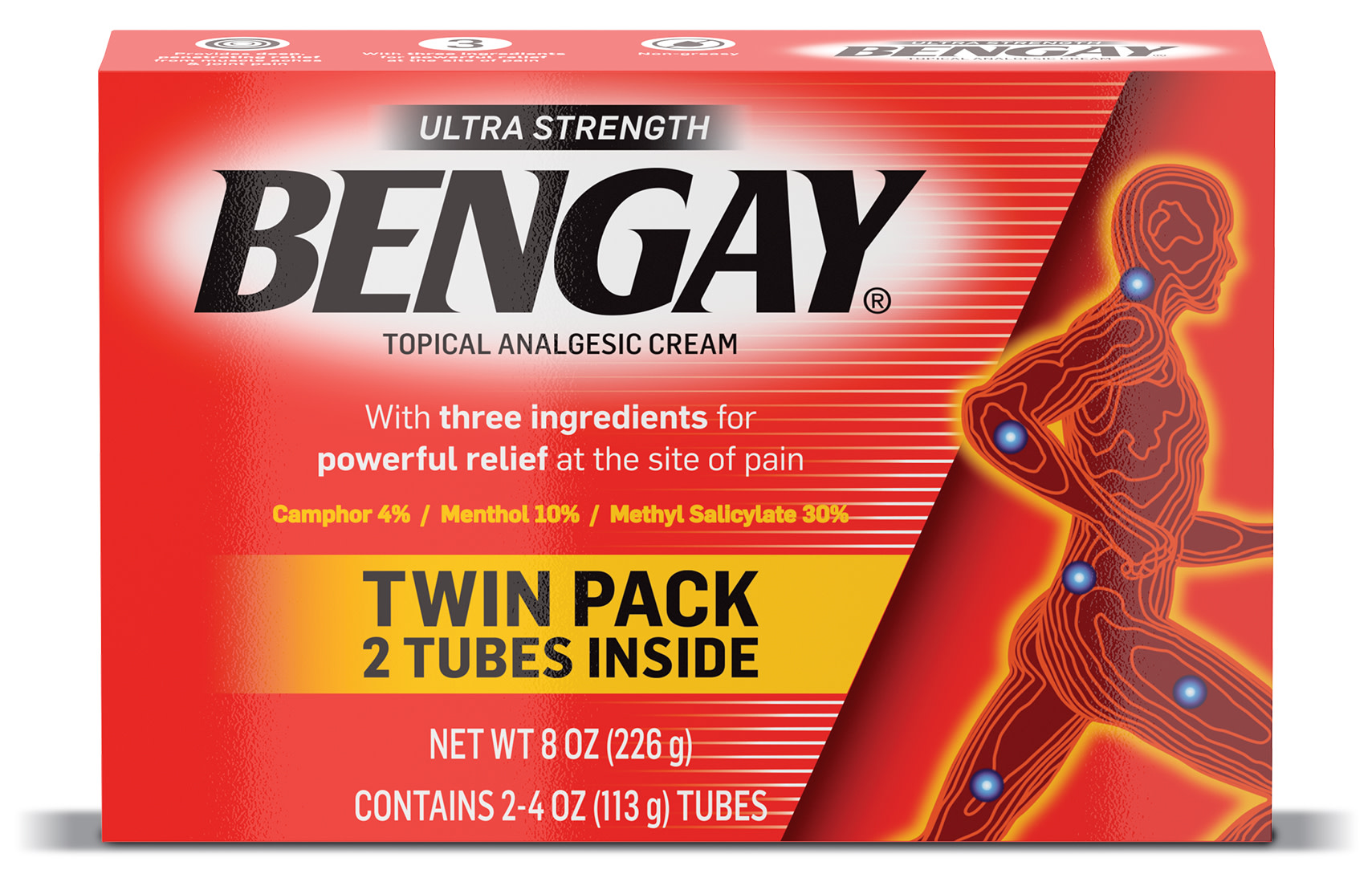 BENGAY Ultra Strength Pain Relieving Cream 2 tubes, 4 Ounces each