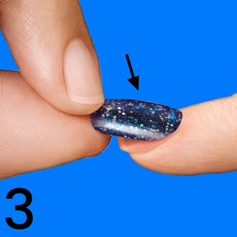 3. Align nail with cuticle, gently press on &amp; hold for 5 seconds.