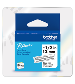 Brother Genuine P-touch Btag Blue on Clear Label Tape, 1/2 in x