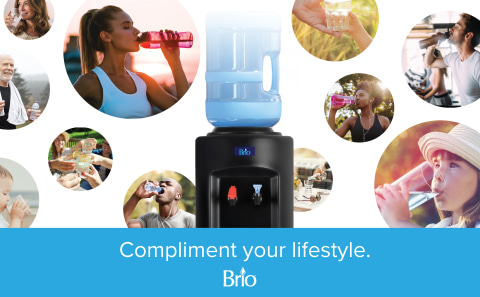 Brio CL520 Commercial Grade Hot and Cold Top Load Water Dispenser Cooler -  Essential Series & Keurig K-Classic Coffee Maker K-Cup Pod, Single Serve