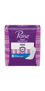 Poise Overnight Pads, Extra Coverage, 8 Drop Absorbency, 44 Count
