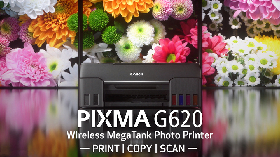 thumbnail video image 2 of Canon PIXMA G620 PIXMA MegaTank Wireless All-In-One Inkjet Photo Printer - Black, 2 of 8