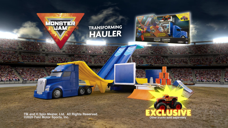 thumbnail video image 2 of Monster Jam, Transforming Hauler Playset and Storage with Exclusive El Toro Loco Monster Truck, 1:64 Scale, Kids Toys for Boys and Girls Ages 4-6+, 2 of 10