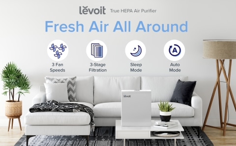 Levoit Smart Air Purifier LV-RH131S-WM, HEPA for Smoke & Odors