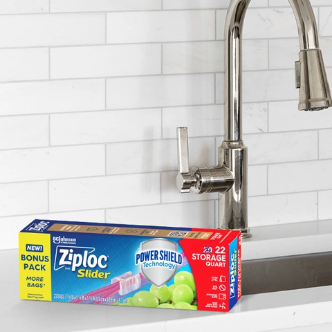 Ziploc® Brand Storage Slider Quart Bags, Power Shield Technology