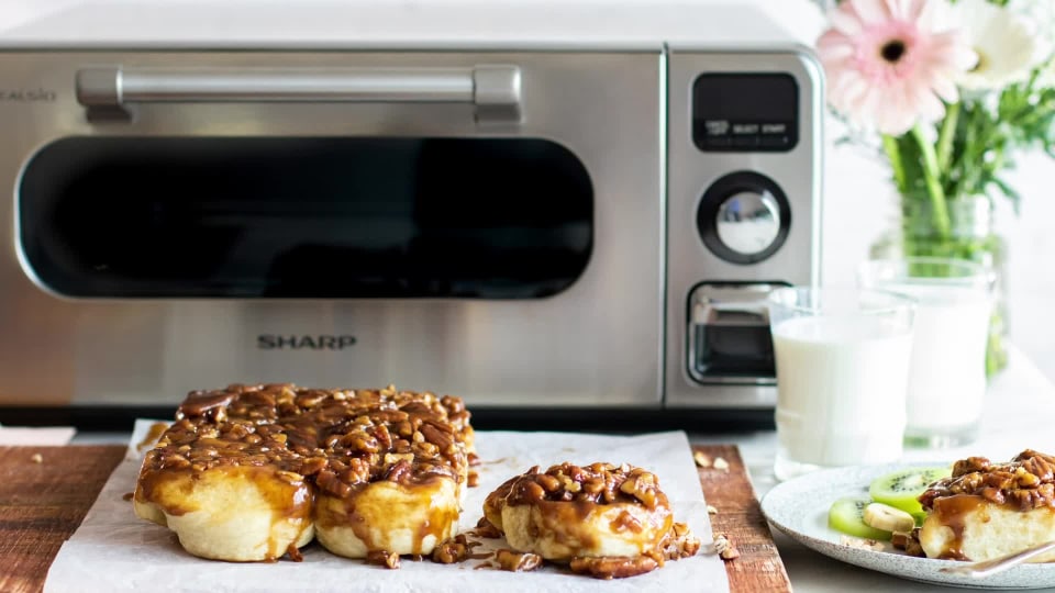 Sharp Carousel SMC1843CM Microwave Oven Freestanding 1.8 cu. Ft, 1100 W Black, Stainless Steel