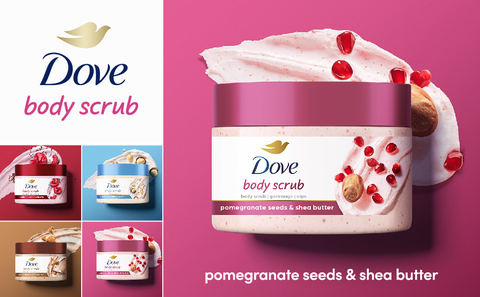 Dove Pomegranate & Shea Butter Body Scrub Exfoliates For Silky