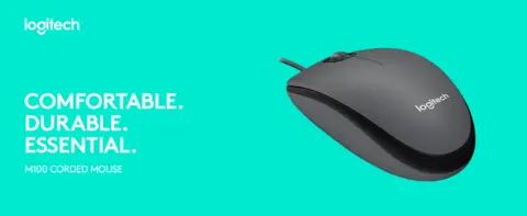 Logitech M100 Ambidextrous Optical USB Mouse, Black (910-001601