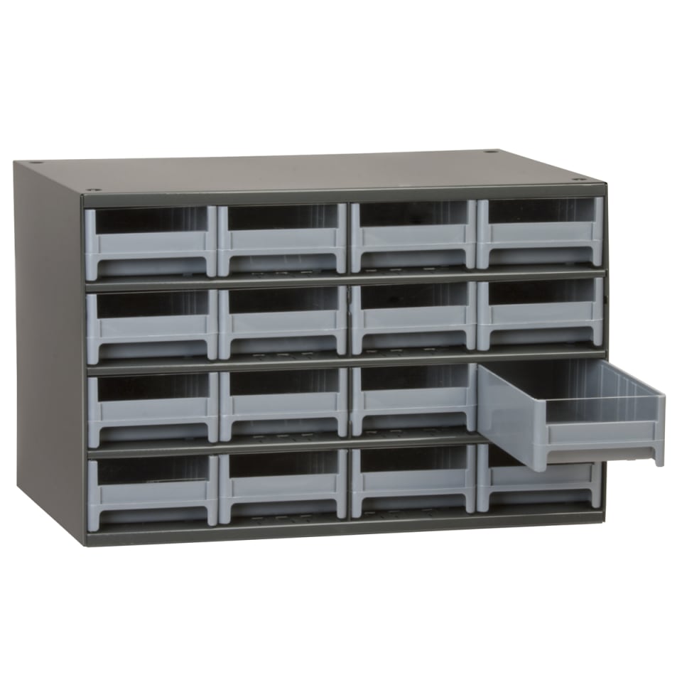 Akro-Mils - 16 Drawer, Small Parts Modular Steel Frame Storage Cabinet -  09782442 - MSC Industrial Supply