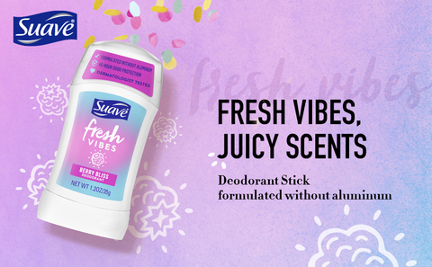 Suave Fresh Vibes Deodorant Stick Berry Bliss, 1.2 OZ 